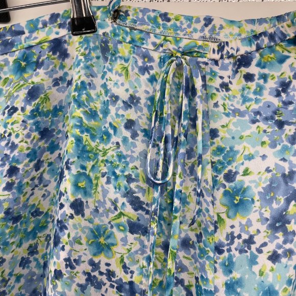 Joan Leslie Skirt Set 22W Blue White Button Down Blouse Floral Vintage - Picture 11 of 16